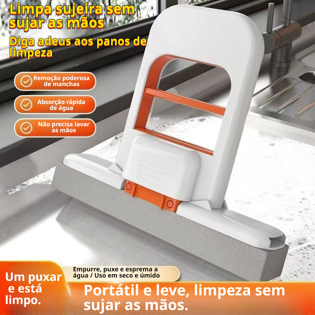 Mini Mop Dobrável de PVA para Mesa e Uso Interno com Esponja Absorvente para Limpeza Úmida e Seca