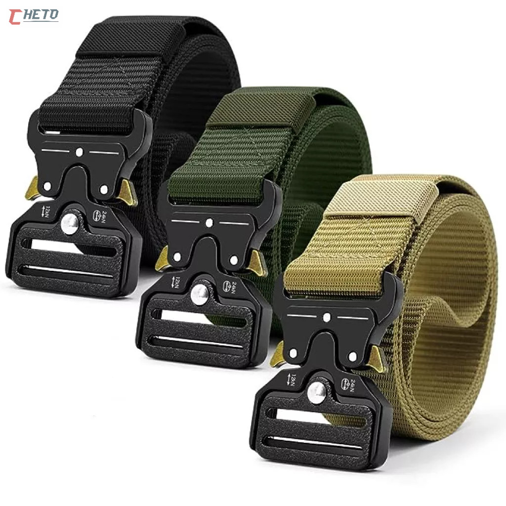 Moda Cinto Largo Masculino Nylon Fivela Liga de Zinco e Engate Rápido