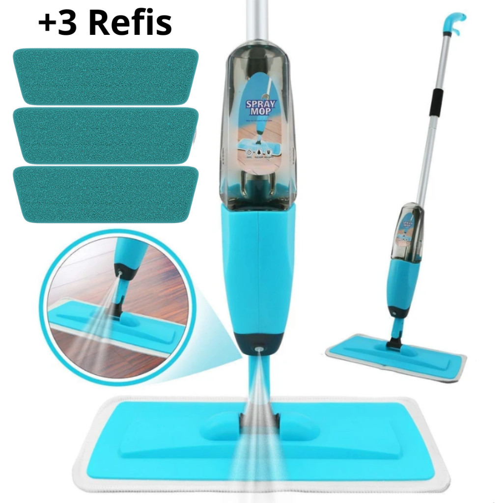 Mop Spray Magico Esfregão Com Reservatorio Rodo De Limpeza 3 Refis Microfibra