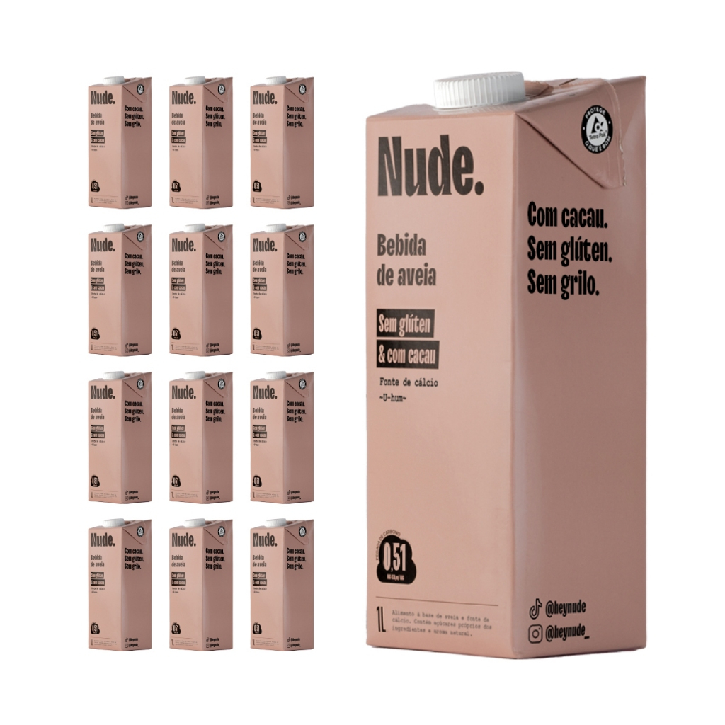 Nude Leite de Aveia Cacau 1L - Pack 12x