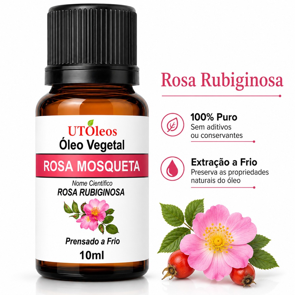 Óleo Vegetal de Rosa Mosqueta 100% Puro | Elimina Manchas, Anti Estrias e Celulites 10ml