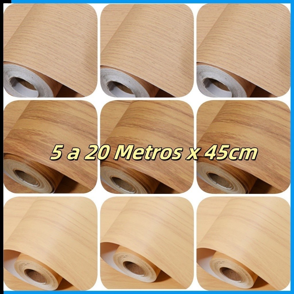 Papel Adesivo de Cor Madeira Escura 5 Metros x 45cm para Decoração e Envelopamento de ambiente, Sala, Quarto