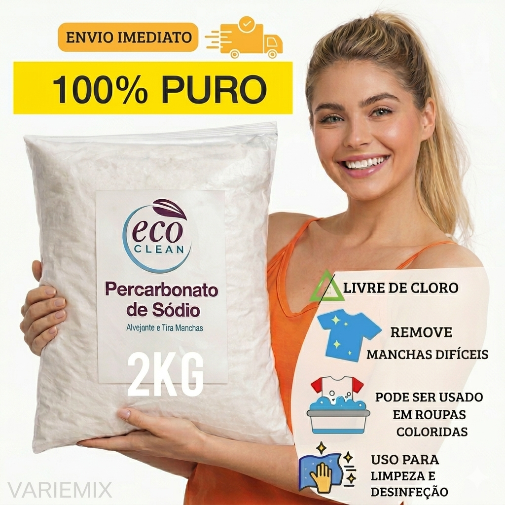 Percarbonato De Sódio 100% PURO Alvejante sem cloro Tira Manchas limpeza clareador 500g/1kg/2kg/3kg