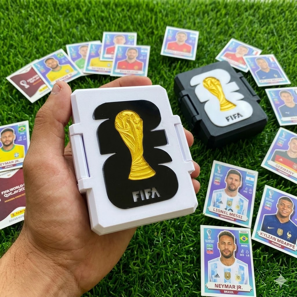 Porta FIGURINHAS do Álbum Copa do Mundo 2026 - Caixa de Figurinha - Estojo Organizador de Figurinha