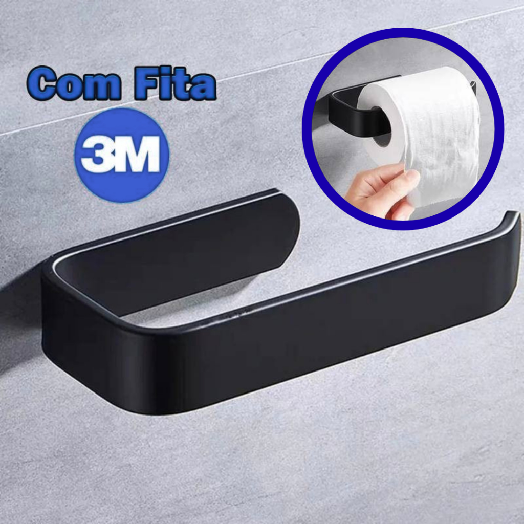 Porta Papel Higiênico Adesivo 3M Sem Furo - Acrílico Banheiro Luxo Suporte De Parede Com Cola 3M