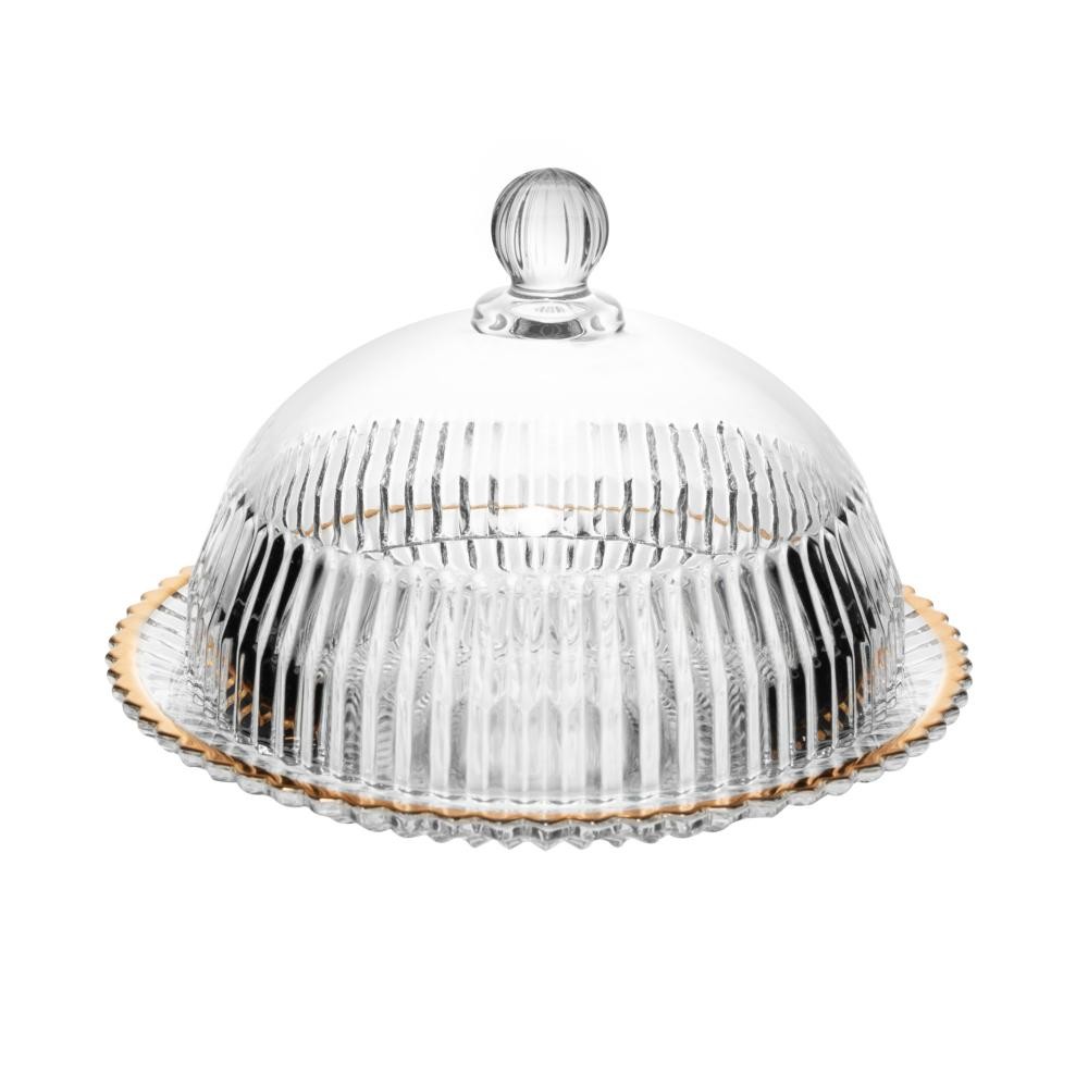 Queijeira Imperatriz de Cristal Fio de Ouro 20cm - Wolff