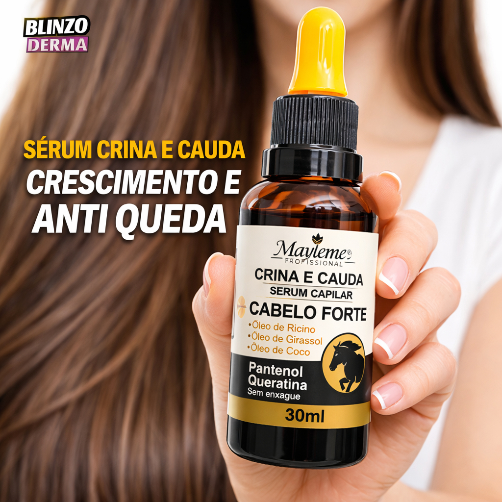 Sérum Capilar Crescimento Crina e Cauda 30ml Anti Queda Fortalecedor Cabelo Forte Profissional