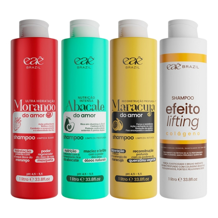 Shampoo De Tramento 1L Morango Do Amor | Abacate | Maracuja | Colageno | Eae Brazil