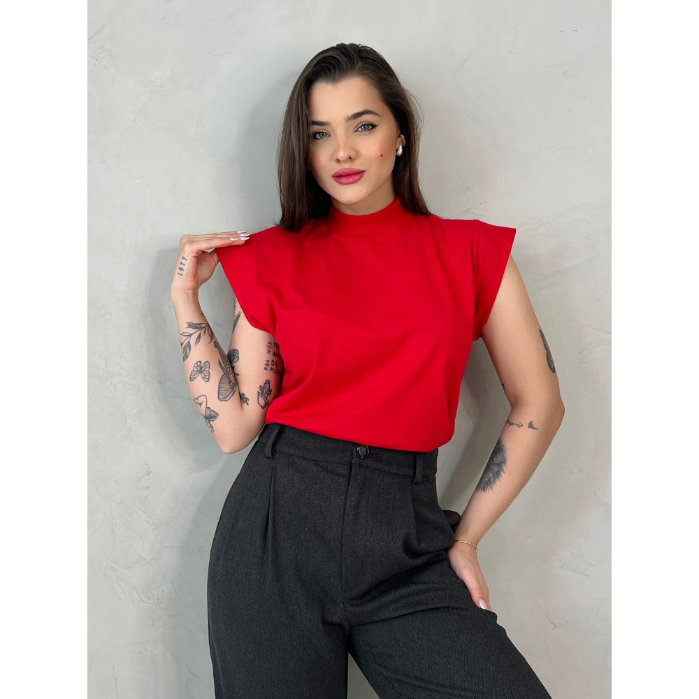T-shirt Muscle Tee Básica Lisa Blusa Feminina 100% Algodão Dia A Dia Trabalho