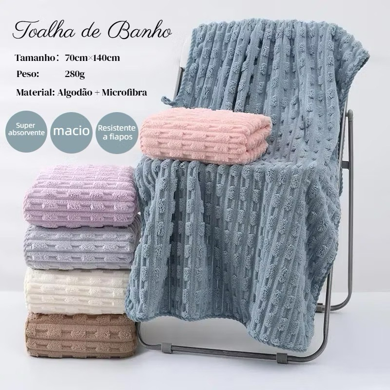 Toalha de Banho Microfibra Grossa 70x140cm  Ultra Absorvente | Não Solta Fiapos | Seca Rápido