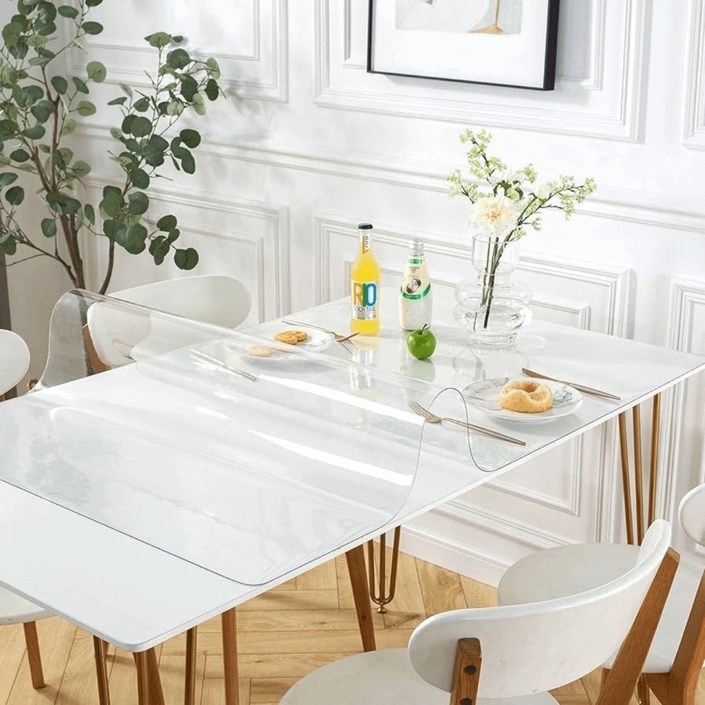 Toalha de Mesa de Plástico Térmica Para 2, 4, 6, 8 e 10 Lugares Transparente Impermeável Cozinha